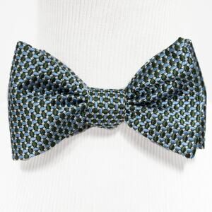 Daniel Cremieux Green Blue 100% Silk Self Tie Bow Tie